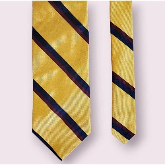 Brooks Brothers Makers Gold, Blue & Red Striped Necktie Tie Preppy | Ivy | Trad - Picture 4 of 4